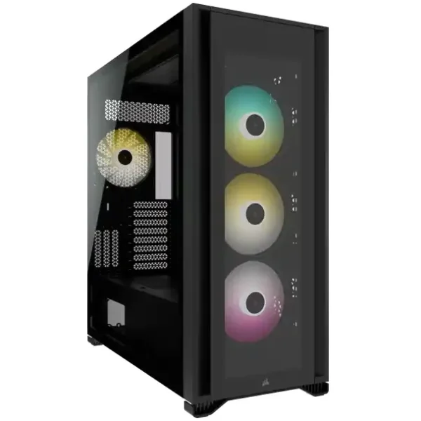 7000X RGB Black Tempered Glass Mid-Tower; 6x 3.5'' |  3x 2.5'' Drive Bays; 480mm Radiator Compatible; 4x 140mm RGB Fans incl