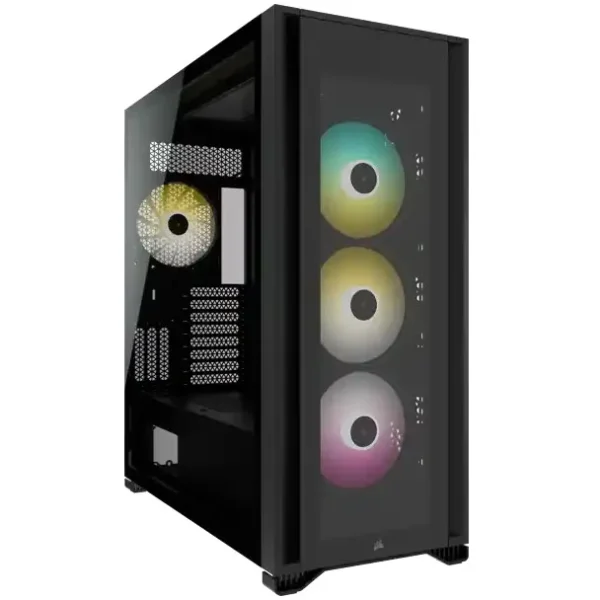 7000X RGB Black Tempered Glass Mid-Tower; 6x 3.5'' |  3x 2.5'' Drive Bays; 480mm Radiator Compatible; 4x 140mm RGB Fans incl