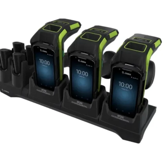 Zebra RFD40; 3 Device Slots/4 Toaster Slots; Charge Only Cradle with support for TC51/52/52x/52ax/56/57/57x. Requires Power Supp