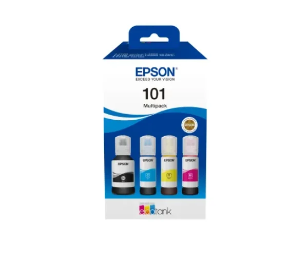 Epson 101 Ecotank Multipack ink bottle (337ml). Black 7500 pgs & 6000 pages each colour @ 5% coverage.