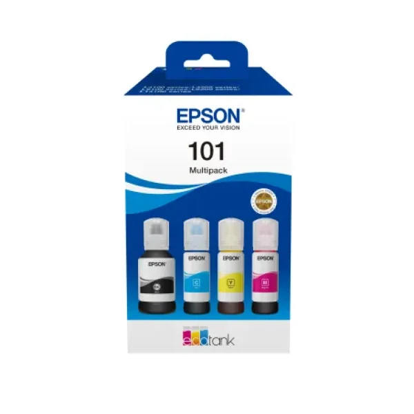 Epson 101 Ecotank Multipack ink bottle (337ml). Black 7500 pgs & 6000 pages each colour @ 5% coverage.