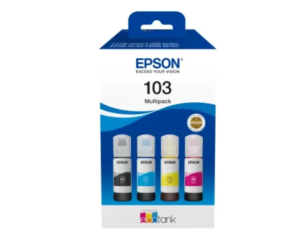 Epson 103 Ecotank 4-colour Multipack. Black 4500 pages; Colour 7500 pages  @ 5% coverage each.