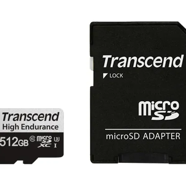 TRANSCEND 350V 512GB HIGH ENDURANCE MICRO SD UHS-I  U3 CLASS10 - READ 100 MB/S - WRITE 60MB/S - WITH SD ADPTOR