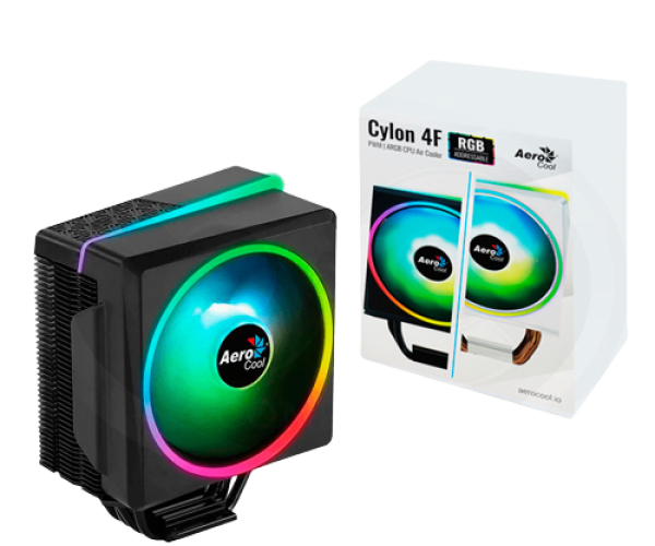 Aerocool Cylon 4F ARGB CPU Air Cooler - Aluminum - (TDP) up to 145W - LGA 1700/1200/115X AM4/AM5.