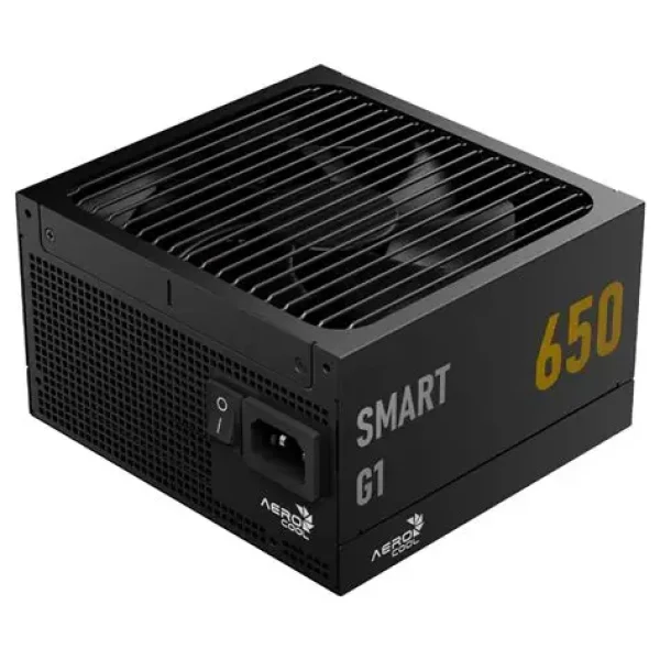 Aerocool SMART G1 Gold 650W PSU - ATX 3.1 PCIe5.1 - ATX 24 PIN; 1x 4+4PIN CPU/2x CPU 8PIN; 12x SATA; 2x PATA; 2x PCIe 6+2PIN