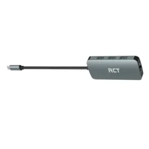 RCT compact 6-in-1 USB type C hub with 1 HDMI; 3 USB 3.0; RJ45 and USB C Power pass-through