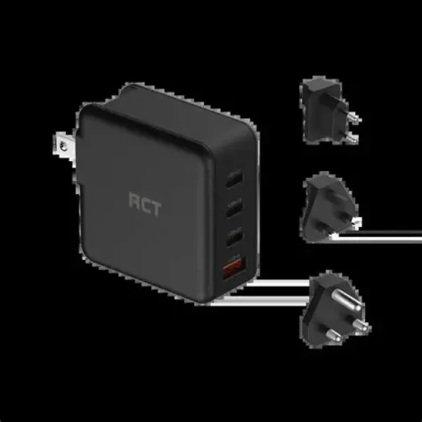 RCT 100W GaN fast charging travel kit - Travel adapter + (EU+UK+SA) Plug and cable