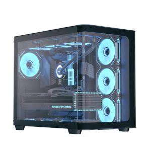 Aerocool P500C Black Mid tower case - Includes 120mm ARGB Fan x 4 and 4-port ARGB control hub - ATX - 3x 2.5'' or 2x3.5'' - 360m