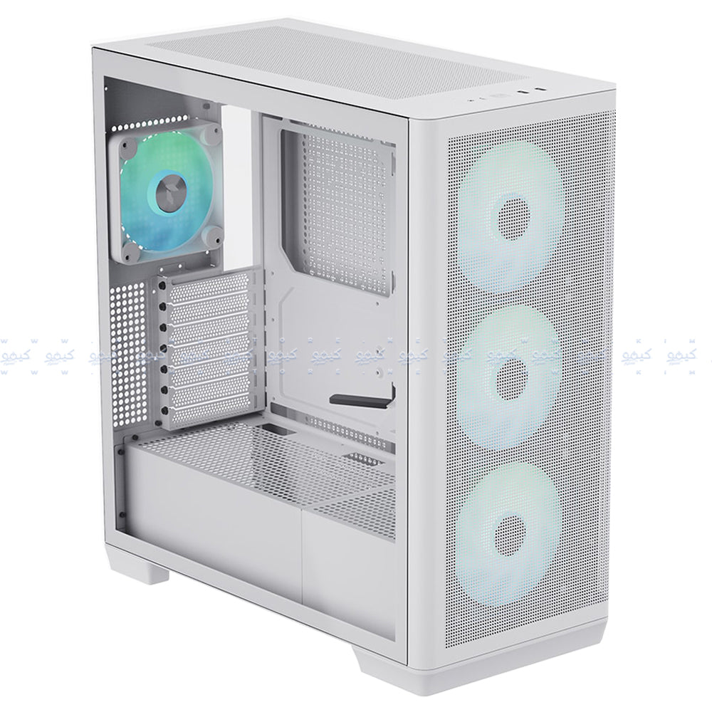 APNX C1-R premium White mid-tower ATX case - 4x PWM ARGB Fan Included - 3x2.5'' or 3x 3.5'' - 360mm radiator - BTF Compatible.