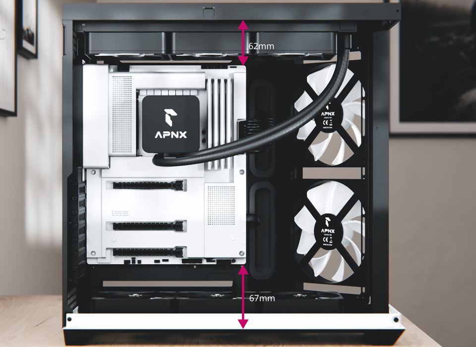 Aerocool APNX V1 premium Black mid-tower ATX case - Supports up to 10 fans - 6x2.5'' or 2x 3.5'' - 360mm radiator