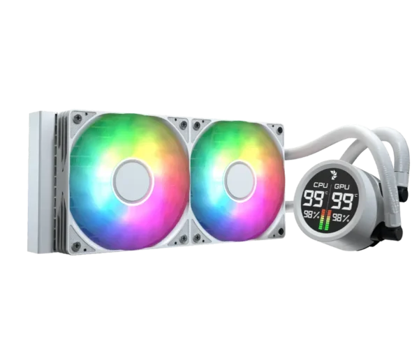 Aerocol Abyss L240 White with digital display - 240mm ARGB Liquid Cooler - Intel LGA1851/LGA1700   - AMD AM4/AM5. .