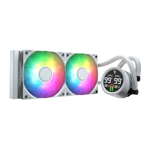 Aerocol Abyss L240 White with digital display - 240mm ARGB Liquid Cooler - Intel LGA1851/LGA1700   - AMD AM4/AM5. .