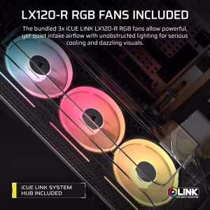 AIR 5400 LX-R RGB iCUE LINK Triple Chamber Mid-Tower PC Case ;3x Fans included;2x 2.5'' ; 1x 3.5''; Black