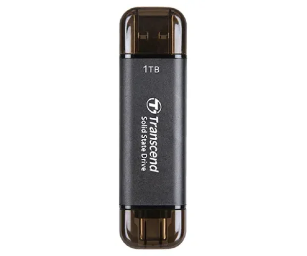 TRANSCEND 1 TB ESD310C USB3.2 TYPE A & C (USB 10Gbps) OTG COMPACT PORTABLE SSD  - Read 1050MB/s Write 950 MB/s - Black