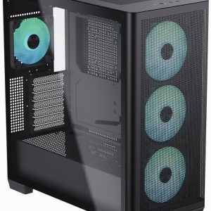 APNX C1-R premium Black mid-tower ATX case - 4x PWM ARGB Fan Included - 3x2.5'' or 3x 3.5'' - 360mm radiator - BTF Compatible.