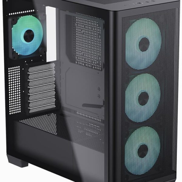 APNX C1-R premium Black mid-tower ATX case - 4x PWM ARGB Fan Included - 3x2.5'' or 3x 3.5'' - 360mm radiator - BTF Compatible.