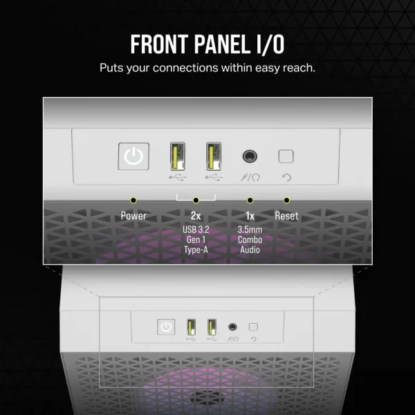 3000D RGB AIRFLOW White Mid-Tower PC Case; 2x 3.5'' |  2x 2.5'' Drive Bays; Up to 360mm Radiator compatible; 3x 120mm fan incl