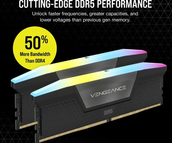 CORSAIR VENGEANCE RGB DDR5 16GB (2 x 8GB) DDR5 5200 CL40-40-40-77 1.25V Intel XMP - BLACK