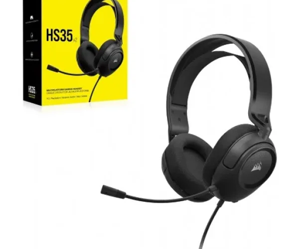 HS35 v2 Carbon Gaming Headset; Universal 3.5mm connectivity; 50mm audio drivers; Flexible omni-directional microphone -