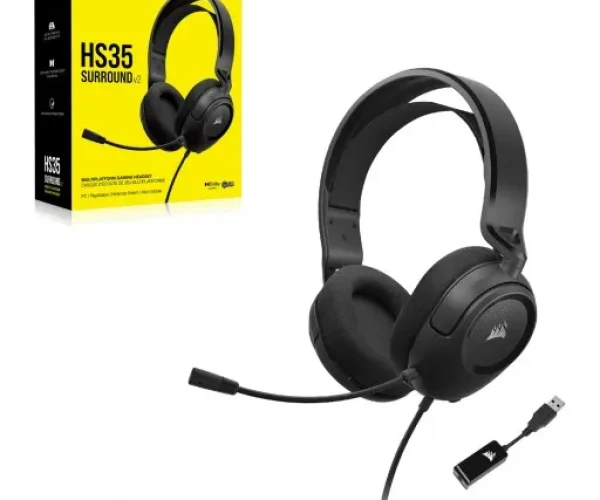 HS35 Surround v2 Carbon Gaming Headset; Universal 3.5mm connectivity; Dolby Audio® 7.1 Surround Sound via USB