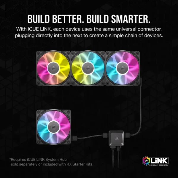 Corsair RX RGB Series; iCUE LINK RX120 RGB White; 120mm Fan; Single Pack