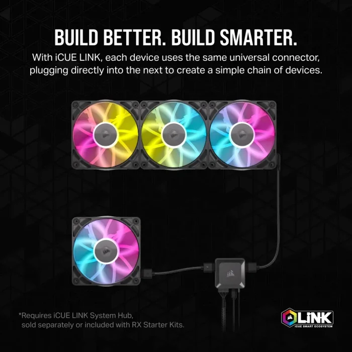 Corsair RX RGB Series; iCUE LINK RX120 RGB White; 120mm Fan; Single Pack
