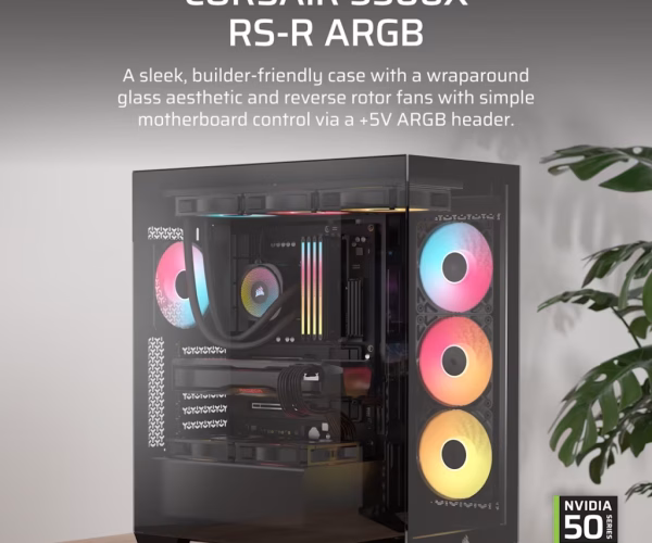3500X RS-R ARGB Tempered Glass Mid-Tower PC Case; Black