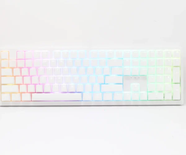 Ducky Keyboard Zero 6108 100% Mechanical Wireless Keyboard; RGB; USB 2.0 / 2.4GHz / BT - White - Cherry MX2A Speed Silver