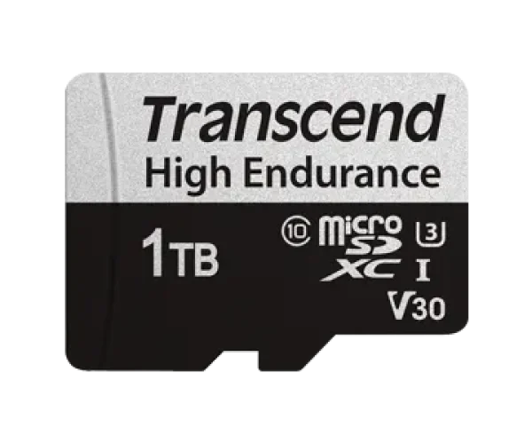 TRANSCEND 350V 1TB HIGH ENDURANCE MICRO SD UHS-I  U3 V30 CLASS10 - READ 100 MB/S - WRITE 60MB/S - WITH SD ADPTOR