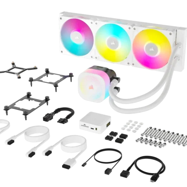 Corsair iCUE LINK TITAN 360 RX RGB Liquid CPU Cooler - White _ RX120 RGB Fans _ Fits Intel LGA 1851/1700; AMD® AM5/AM4.