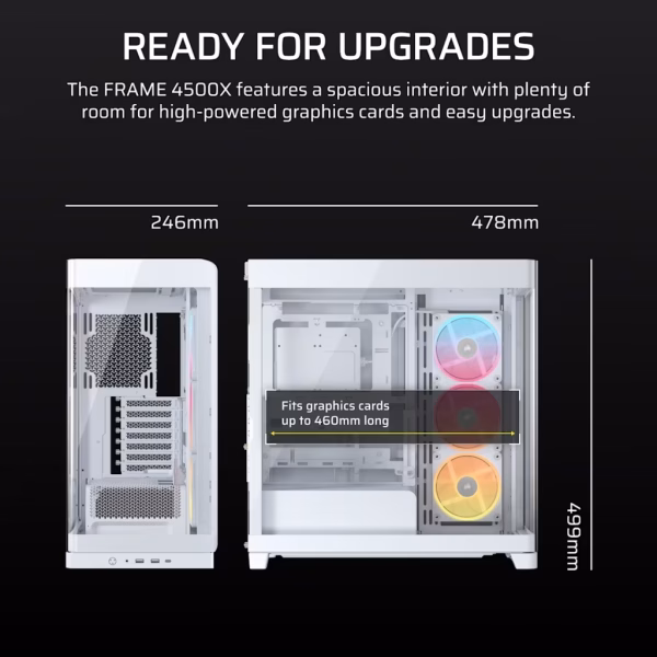 FRAME 4500X LX-R RGB LINK Panoramic Glass Mid-Tower PC Case; 3x RGB Fans Inclided; 4x 2.5'' ; 2x 3.5''; White