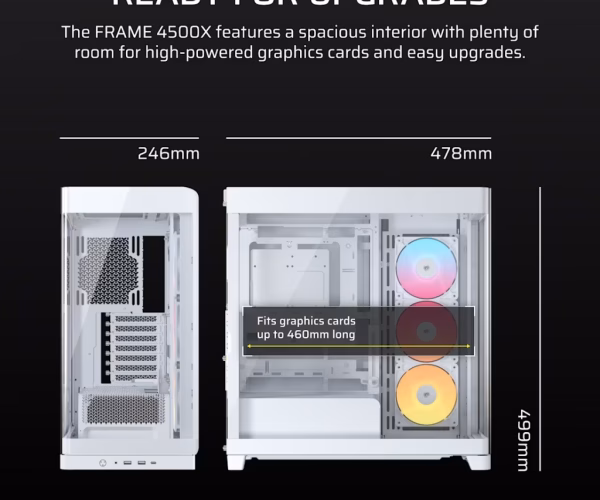 FRAME 4500X RS-R ARGB Panoramic Glass Mid-Tower PC Case;includes 3x RS120-R ARGB Fans ; 4x 2.5'' ; 2x 3.5'' ; White