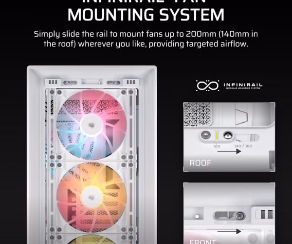 FRAME 5000D ARGB RS Mid-Tower PC Case; 4x 4x RS140 ARGB Fans; 2x 2.5'' ; 1x 3.5'' ; White.