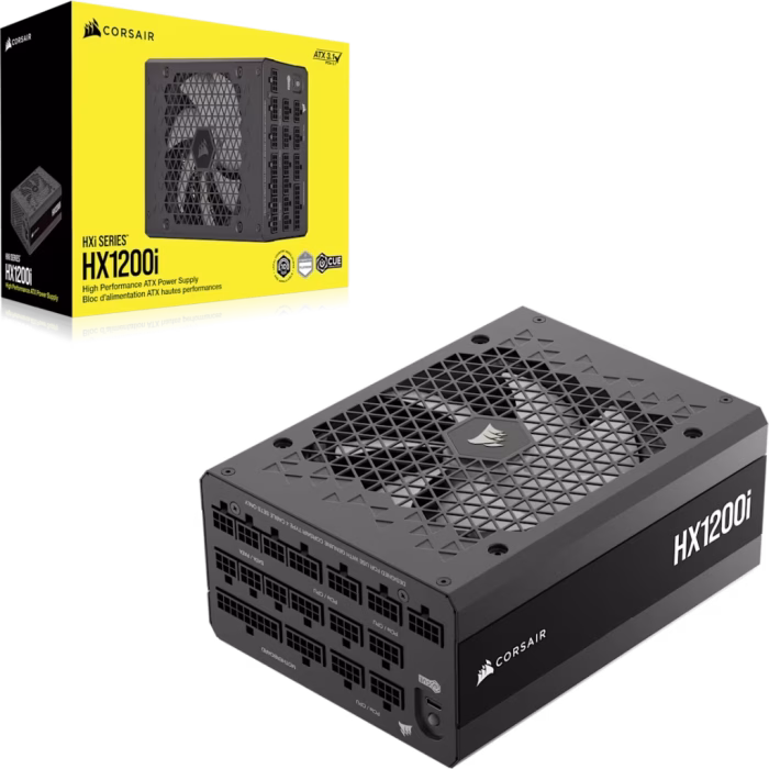Corsair HX Series™ HX1200i — 1200 Watt 80 PLUS® Platinum Certified Fully Modular PSU; ATX 3.1; PCIe 5.1 10yr Warranty