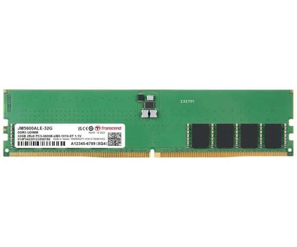 TRANSCEND JET MEMORY 32GB DDR5-5600 Unbuffered DESKTOP Long-DIMM 2RX8 CL46  (2Gx8)x16