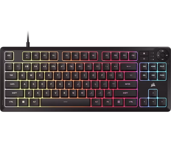 CORSAIR K55 CORE TKL RGB Wired Gaming Membrane Keyboard with 8-Zone RGB Backlighting – Black