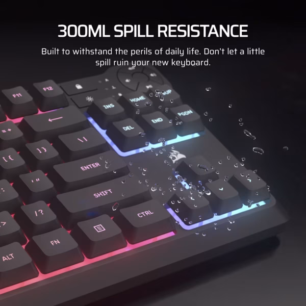 CORSAIR K55 CORE TKL RGB Wired Gaming Membrane Keyboard with 8-Zone RGB Backlighting – Black