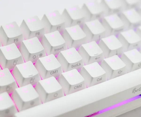 Ducky Keyboard One 2 Pro 60% Mechanical Keyboard; RGB; PBT Double Shot Keycaps - White- Cherry Blue .