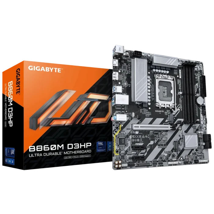 GIGABYTE Intel® B860 Chipset for LGA 1851; 4x DDR5; 2x M2; HDMI/DP; mATX.
