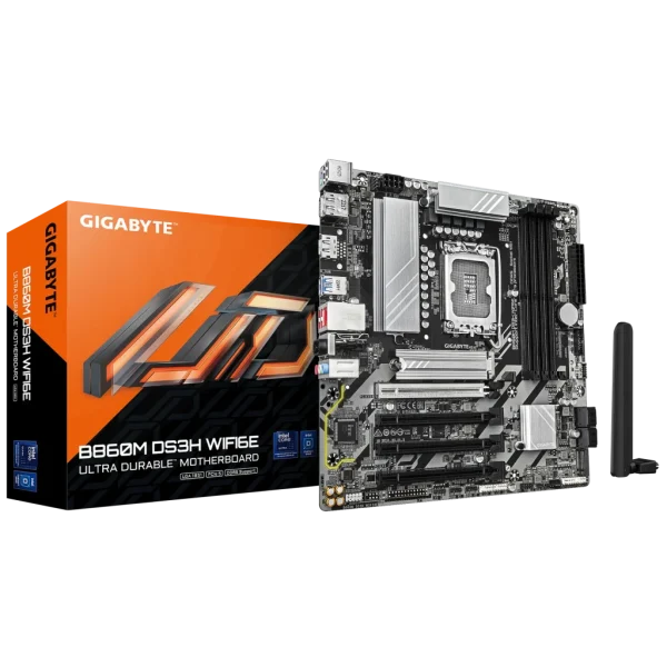 GIGABYTE Intel® B860 Chipset for LGA 1851; 4x DDR5; 2x M2; HDMI/2xDP; mATX.