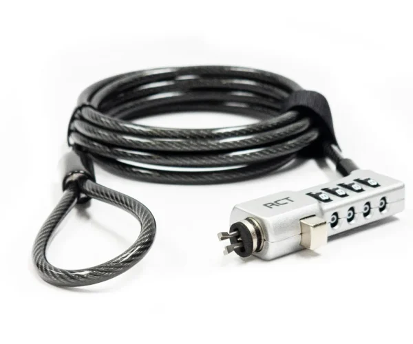 RCT 4 digit 3 in 1 notebook security lock; T-Bar; T-Bar Nano and Wedge Lock Slot Compatible;1.8m