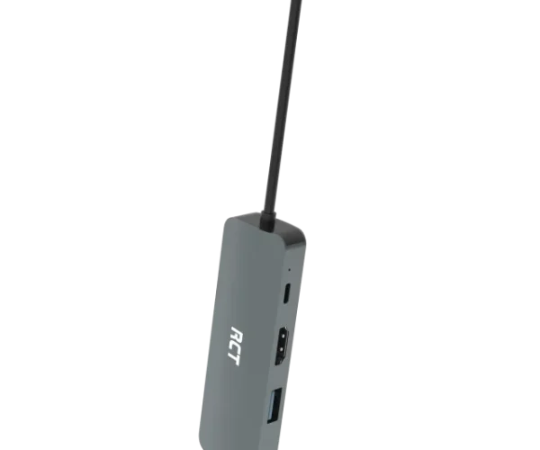RCT compact 4-in-1 USB type C hub with 1 HDMI; 1 USB 3.0; RJ45 and USB C Power pass-through