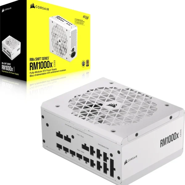 Corsair RM1000x Shift White  —1000 Watt 80 PLUS Gold;10yr Warranty. ATX (1); EPS (2);PCI-E (4);12VHPWR (1);PATA (8);SATA (12)