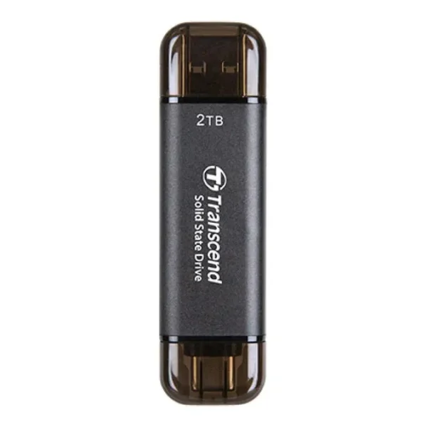 TRANSCEND 128 GB ESD310C USB3.2 TYPE A & C (USB 10Gbps) OTG COMPACT PORTABLE SSD  - Read 1050MB/s Write 950 MB/s - Black