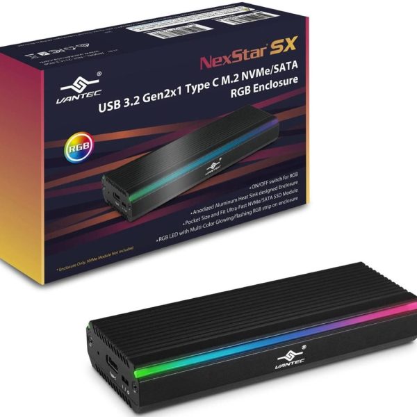 Vantec M.2  NVME & M.2 SATA SSD to USB 3.1 Gen 2 Type C  with RGB LED