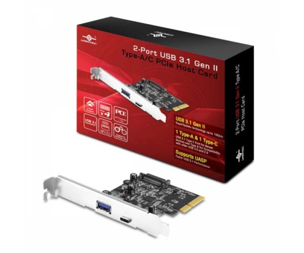 Vantec 5-Port USB 3.2 Gen2x2 (20Gbps) With 2 x USB C & 3 x USB A PCIe x4 Controller Card