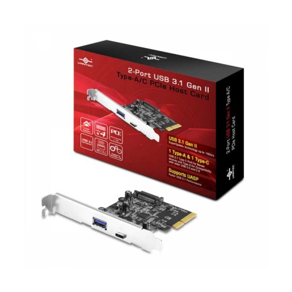 Vantec 5-Port USB 3.2 Gen2x2 (20Gbps) With 2 x USB C & 3 x USB A PCIe x4 Controller Card