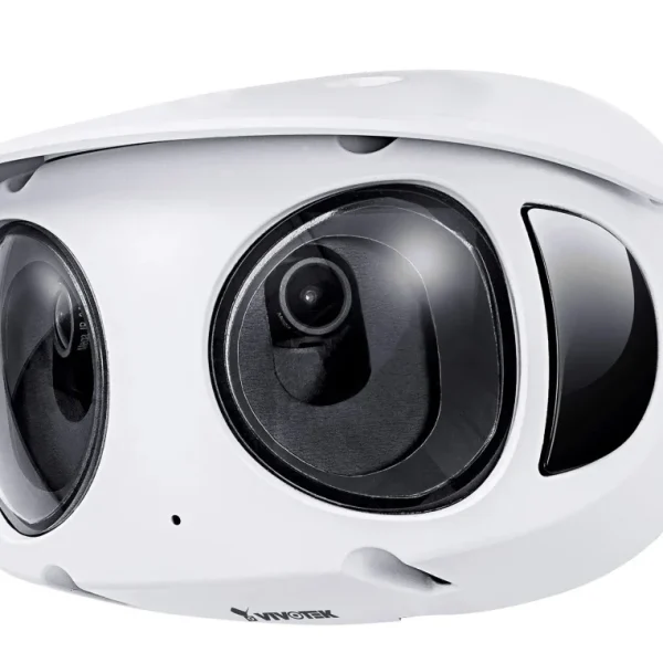 Outdoor Vandal Dome; 8MP 180° (4736x 1648); (2x4M sensors);30fps; H.265; 2.8mm each lens; D/N; IR 20m; Deep Search