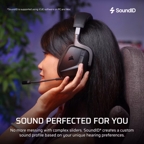 Corsair VOID v2 MAX WIRELESS Gaming Headset; Simultaneous 2.4GHz and Bluetooth; Dobly Atmos; PC/Playstation/Mobile; Carbon.
