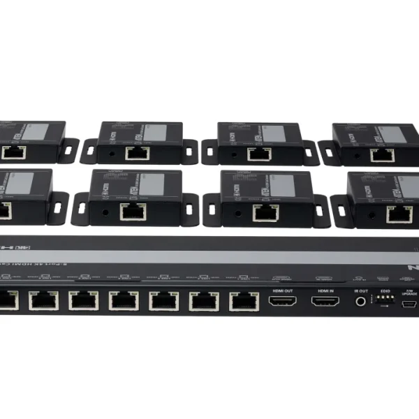 4-Port 4K HDMI Cat 6 Splitter with Receivers - 1 splitter and 8 receivers
